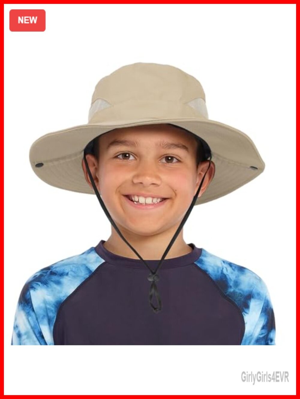 Kids Sun Hat - UV Protection Safari Beach Bucket Hat with Adjustable Chin Cord